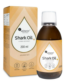 Aliness, Shark Oil (olej z wątroby rekina) + Wit. A, Wit. D3, 200 ml o smaku cytrynowym