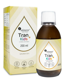 Aliness, Tran (olej z dorsza) KIDS + Wit. A 400 µg, 200 ml o smaku cytrynowym